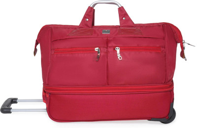 SWISS MILITARY Maroon Double Decker Duffle Trolley cum Overnighter Luggage Travel Bag Duffel With Wheels (Strolley)