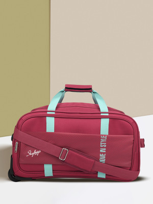 SKYBAGS Cult Polyester 52 cm Medium Size | Stylish Duffel Trolley with Wheels|Red-Unisex Duffel With Wheels (Strolley)