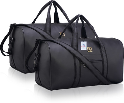 Heart Home 2 Pcs Premium Leather Duffle Bags for Travel for Women & Men | Black Duffel Without Wheels