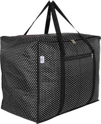 Heart Home Foldable Duffle Bag for Travel|Dot Print Large Size|Polyester (Black) Duffel Without Wheels