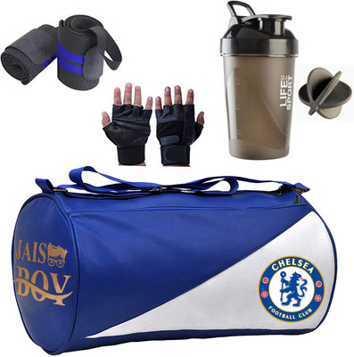 ANANYA ENTERPRISES (Expandable) Combo Set of Gym Bag with Gym Glove with Wrist Band and life black shaker Bottle Gym Duffel Bag