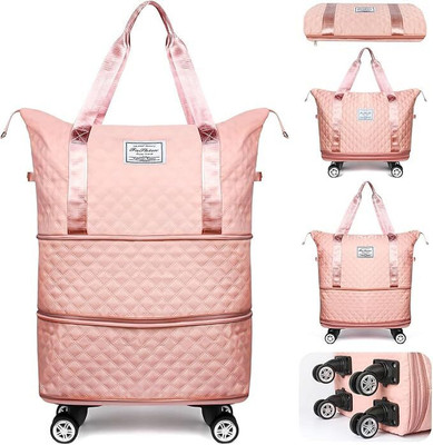 JD FRESH (Expandable) Travel Luggage Expandable Foldable Duffle Trolley Bag with Wheels for Men&Women Duffel With Wheels (Strolley)
