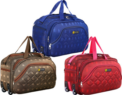 WAYCRAFT (Expandable) Combo Set of 3 Luggage Travel Duffel Bag with two wheels Duffel With Wheels (Strolley)