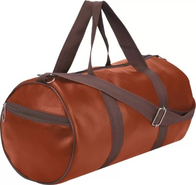 JAISBOY Tan Gym Bag Sports Men's & Women Leather Medium Gym Bag Travel duffel bags Duffel Without Wheels