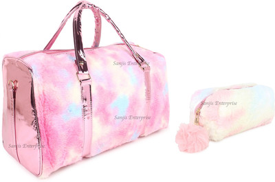 Sanjis Enterprise Combo Of Fur trendy Duffel Bag Overnight Travel bag and makeup Pouch for Women Duffel Without Wheels