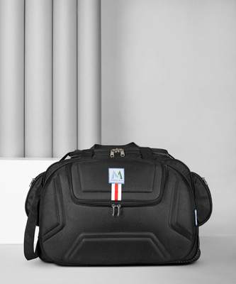 MEDLER DERBEN-BLACK Premium Polyester Waterproof Cabin Size Luggage Travel Duffle Bag Duffel With Wheels (Strolley)