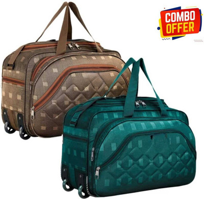 Zayn Enterprises (Expandable) Printed Soft Luggage Trolley Bag Combo Set of 2 with Wheels Duffel With Wheels (Strolley)