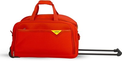 SAFARI (Expandable) Polyester Travel Duffle Luggage with Wheels and Trolley (RED, Small 55 CM) Duffel With Wheels (Strolley)