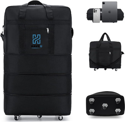 HAVEU (Expandable) 3 Layer Expandable Duffle Bags Nylon Convertible Travel Luggage with Wheels Duffel With Wheels (Strolley)