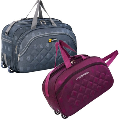 K.S ENTERPRISES (Expandable) 60 L Travel Duffle Bag with 2 Wheels Combo Duffel Bag For men and women Duffel With Wheels (Strolley)
