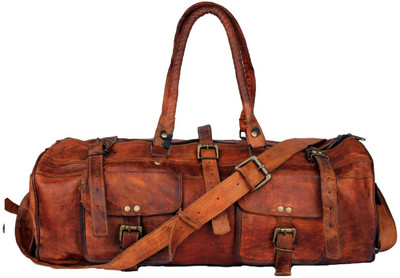 RSN Leather bag for Short Trip Travel Duffle Bag Cum Gym Bag Duffel Without Wheels