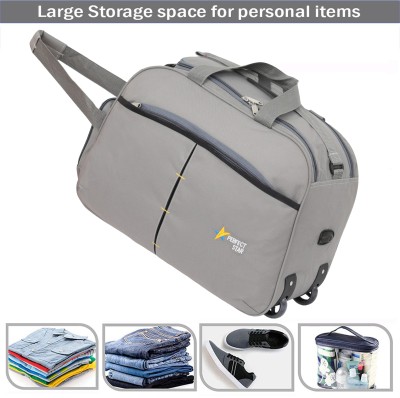 PERFECT STAR (Expandable) Large 70L Duffle luggage Travel Strolley Bag Havy duty (grey black) Duffel With Wheels (Strolley)