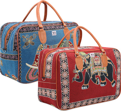 NFI essentials Pack of 2 Small Canvas Duffle Travel Bag for Men and Women Duffel Without Wheels