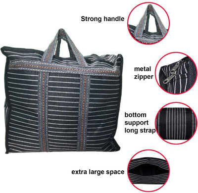 ST Mark (Expandable) DC Shopping Bag Black (Small) Grey patta (1 Pcs)_13_new_bag Duffel Without Wheels