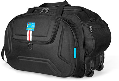 MEDLER DERBEN-BLACK Polyester Cabin Size Luggage Duffle Strolley Bag Duffel With Wheels (Strolley)