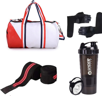 peakpack (Expandable) Gym Bag Combo for Men l Gym BAG and, Shaker Bottle,Black Gloves ll Gym Duffel Bag