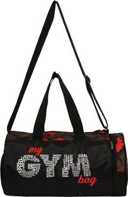 L'AVENIR DB_Black/Red CAMOUFLAGE Pattern Multi-Purpose MY GYM BAG with Side Pocket Gym Duffel Bag