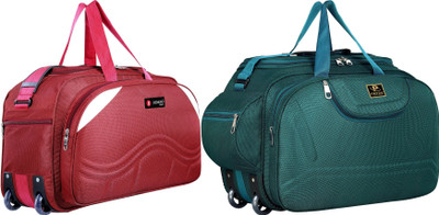 WE TRAVEL 8 inch/22 cm (Expandable) polyester travel duffel bags blue 40l Duffel With Wheels (Strolley)