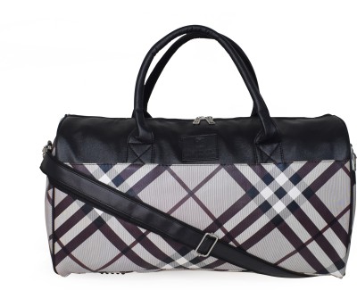SWISS MILITARY Unisex Self Designed Checked Leatherette Duffle Bag (Light Grey) Duffel Without Wheels