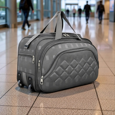Travel Bags Travel Luggage Bags Fabric Travelling Wheels Bag Small Travel Bag  - Medium(Grey)