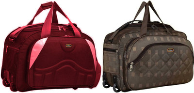 REBECCA 20 inch/50 cm (Expandable) Travel for Men and Women - Brown - Large Capacity Duffel With Wheels (Strolley)