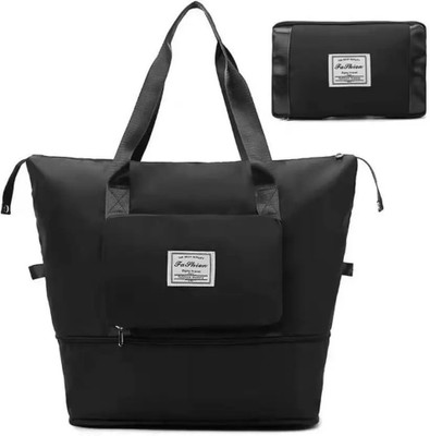 Madhav Enterprises (Expandable) Hand Duffel Bag - Large Capacity Folding Travel Bag, Travel - Black - Regular Duffel Without Wheels