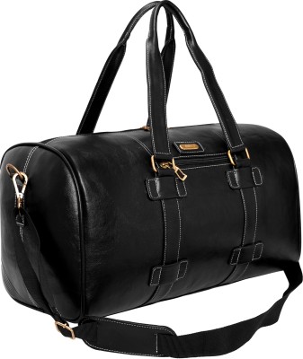 Future Premium Pu Leather Duffle Travel Bag Solid Black Duffel Without Wheels