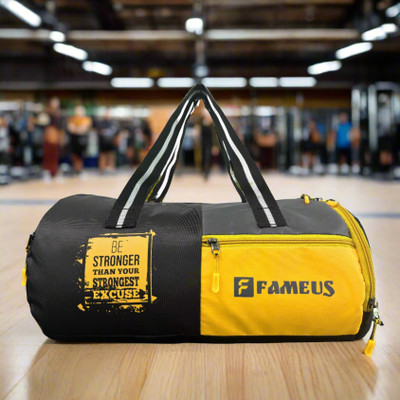 Avighan Fameus 25L Yellow Gym Bag Duffel Without Wheels