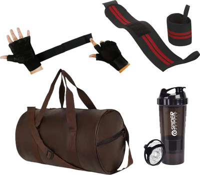 peakpack Gym bag with spider bottle with wrist band & gym gloves Home Gym Kit Gym Duffel Bag