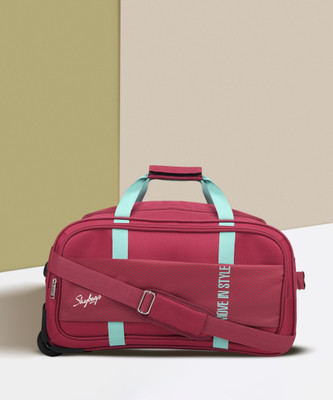 SKYBAGS Cult Polyester 52 cm Medium Size | Stylish Duffel Trolley with Wheels|Red-Unisex Duffel With Wheels (Strolley)