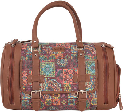 Amic Jute Printed Handcrafted Travel Bag, Luggage Shoulder Bag Duffel Without Wheels