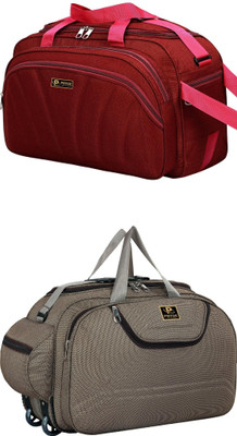 pryde (Expandable) @AL-RED1 & M-BROWN_@ Duffel With Wheels (Strolley)