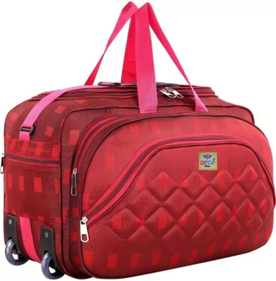 ZOZO ENTERPRISES (Expandable) 60 L Strolley duffle Bag Waterproof polyester (red checks) Duffel With Wheels (Strolley)