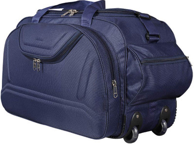 KNSE (Expandable) 65 L Inova Cabin Size Luggage Duffle Strolley Bag - Navy Blue - Large Capacity Duffel With Wheels (Strolley)