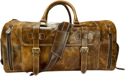 REONNDARLING Genuine Leather Duffel Bag Yellow Color for Mutli Purpose for Men & Women Duffel Without Wheels
