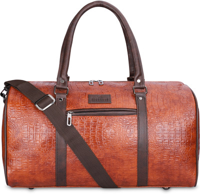 The CLOWNFISH Expedition Series 29L Faux Leather Crocodile Finish Duffle Bag-Tan Duffel Without Wheels