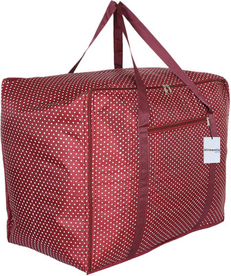 HOMESTIC By Kuber Industries Polyester Dot Print Large Size Foldable Duffle Bag for Travel |Maroon Duffel Without Wheels