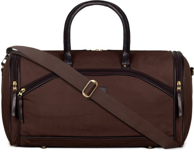 The CLOWNFISH Rio 34 Litres Canvas with Faux Leather Travel Duffle Bag (Dark Brown) Duffel Without Wheels