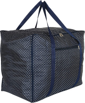 KUBER INDUSTRIES Polyester Dot Print Large Size Foldable Duffle Bag for Travel |Blue Duffel Without Wheels