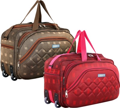 LUGZY (Expandable) New Stylish travel bag 1+1 60 L each combo pack of 2 luggage bag Duffel With Wheels (Strolley)