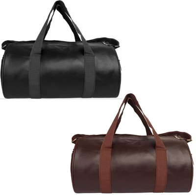 Nandani Garments (Expandable) Black and Brown Leather Duffel Bags 20L Pack of 2 Bags For Both Men And Women Gym Duffel Bag
