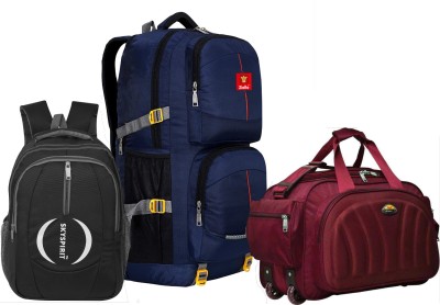 sky spirit (Expandable) 3 Sets of Combo For Travelling,Duffle With Rucksack & Backpack Combo Duffel Without Wheels