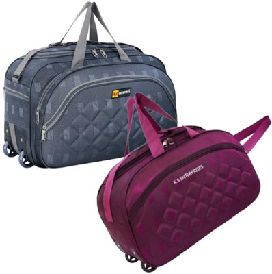 JASIM MIND BY KS ENTERPRISES (Expandable) Nylon Strolley Duffel Bag - Luggage Travel Bag with 2 wheels Duffel With Wheels Duffel With Wheels (Strolley)