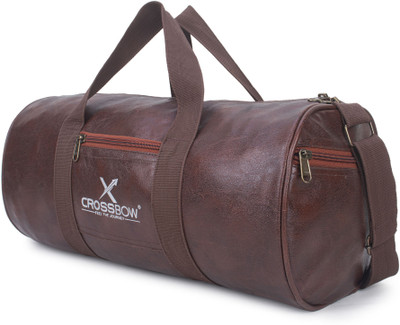 Crossbow WATERPROOF LEATHERETTE GYM & SPORTS BAG WITH 1 SIDE POCKET FOR GIRLS/BOYS.(Brown, Kit Bag)