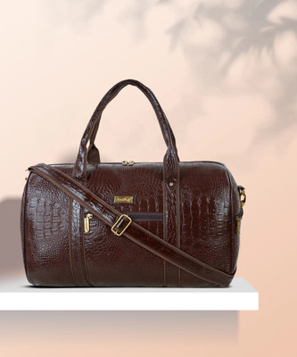 Hard Craft Textured Leatherette Stylish Cabin Size Duffle Bags for Men and Women Luxury Duffel Without Wheels