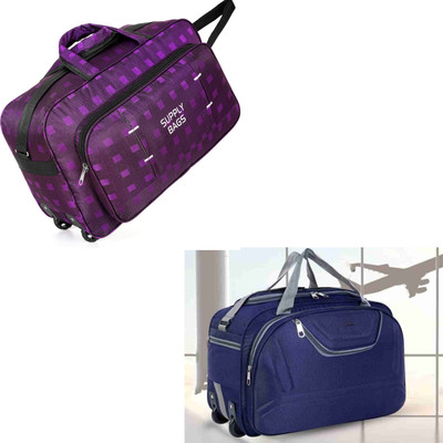 TRENDLINK (Expandable) D_Box Purple_001 / Wh-Navy-Blue-001 Duffel With Wheels (Strolley)