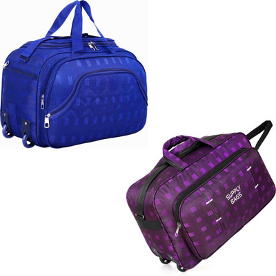 TRENDLINK (Expandable) Chex-Navy-blue / D_Box Purple_001 Duffel With Wheels (Strolley)