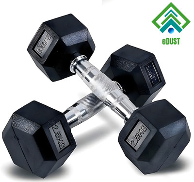 HouseOfCommon Hexa Dumbbells (2.5 kg X 2) 5 kg Set, Fitness Heavy Duty Solid Rubber Coated Fixed Weight Dumbbell(2.5 kg)