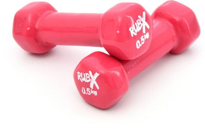 RUBX Premium Unisex Vinyl Dumbbells for Exercise & Fitness (0.5 kg X 2 = 1 kg) (PINK) Fixed Weight Dumbbell(1 kg)