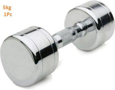 GYM KART EXCLUSIVE QUALITY (1piece * 5kg) CHROME PLATED STEEL DUMBBELL Fixed Weight Dumbbell(5 kg)